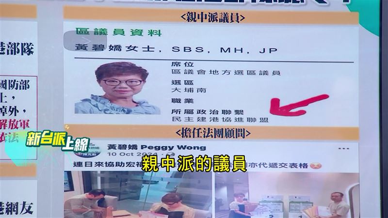 發生惡火的香港新界大埔南區議員黃碧嬌是親中派政治人物。（圖／新台派上線）