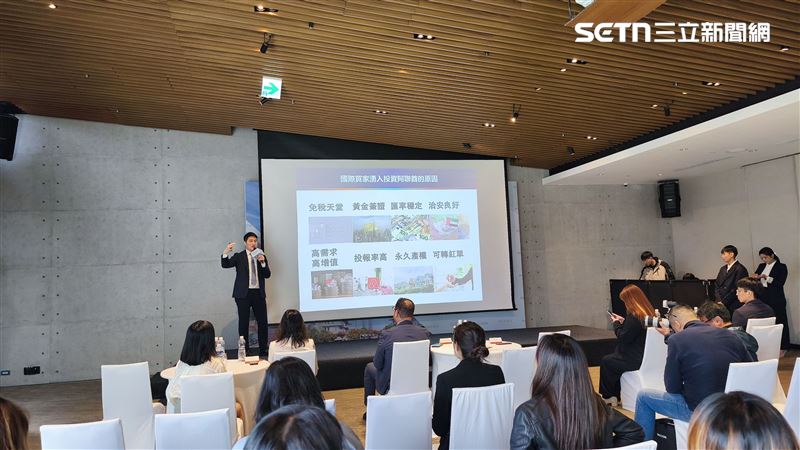 阿布達比開發商Modon來台推預售屋，關於台人遭逮一事，強調阿布達比是全球評比最安全城市。（圖／記者陳韋帆攝影）