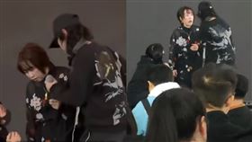 日本歌手大槻真希在上海開唱到一半，突然被工作人員搶走麥克風趕下舞台，讓她當場露出驚訝表情。（圖／翻攝自Threads）