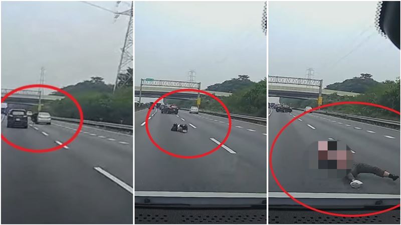 驚險畫面曝！國道疾駛駕駛掉落…連滾帶爬