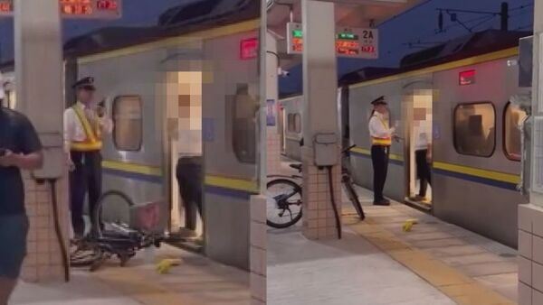 台鐵永康站表示，經勸阻無效，已當場解除運送契約退票外，並移請主管機關裁罰。（圖／翻攝自Threads @jiuan1847）