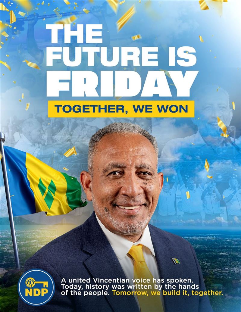 聖文森新民主黨黨魁傅萊德（Godwin Friday）勝選。（圖／翻攝自傅萊德臉書）