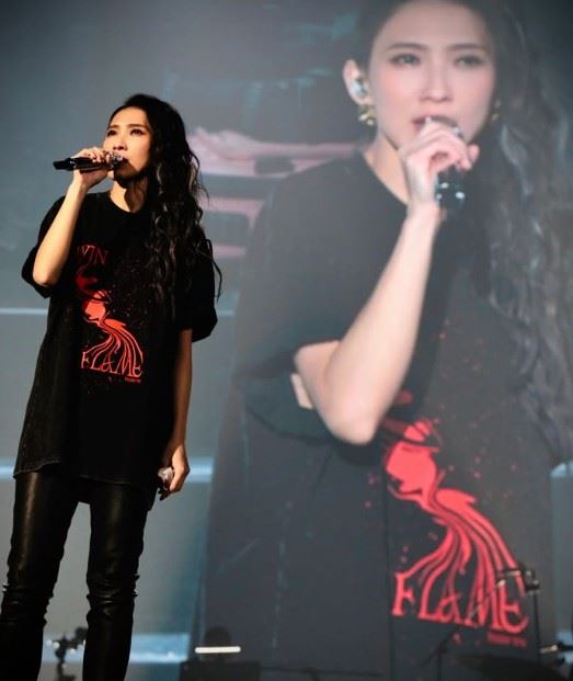 戴佩妮被舞台上的擋音板砸到手臂。（圖／翻攝自戴佩妮IG）