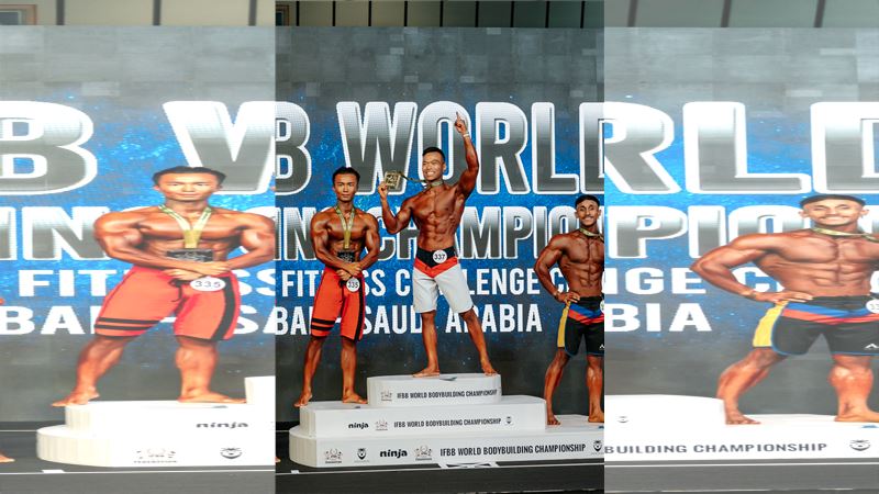 劉明毅在男子形體組170公分級項目展現完美比例與姿態，獲得裁判一致肯定，收穫個人第2面金牌。（圖／運動部提供）