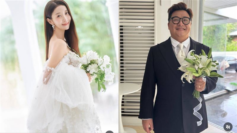 元瑞珍（左）跟尹正秀步入禮堂。（圖／翻攝自IG）