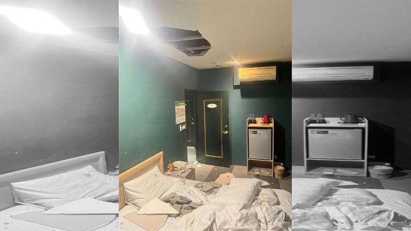 旅館天花板崩落砸傷男!妻子怒炸:瞎爆了