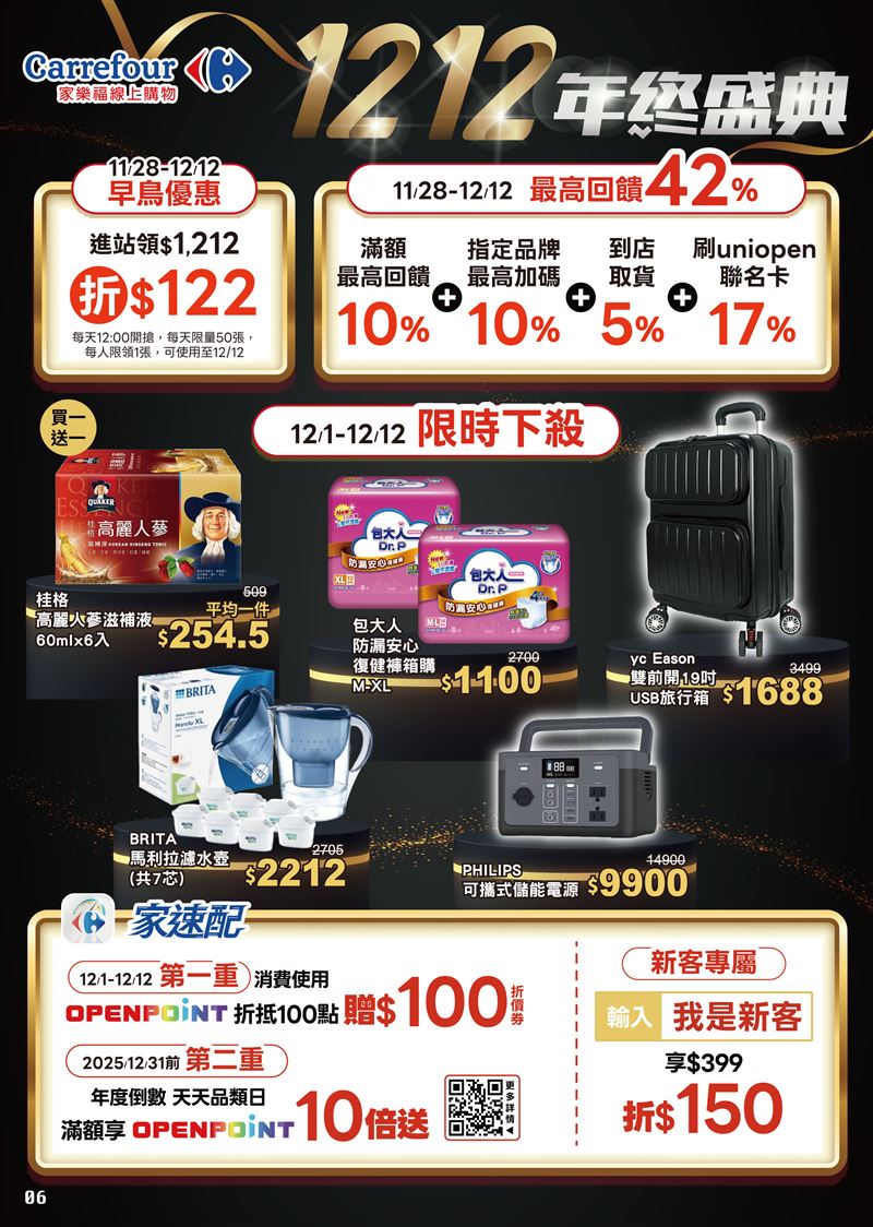 家樂福線上購物雙12最高回饋42%。(圖／家樂福提供）