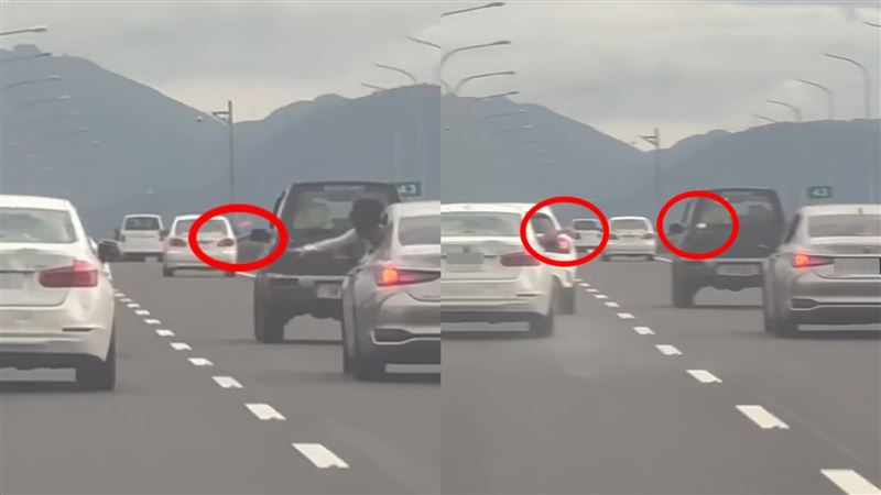 國5兩車玩命上演水球大戰　驚險畫面曝