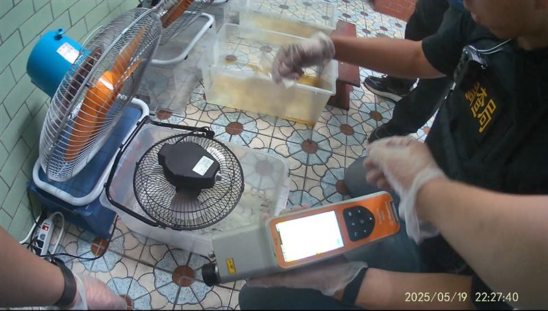 調查局查扣到的247公斤製造毒品「喵喵」的先驅原料。（圖／翻攝畫面）