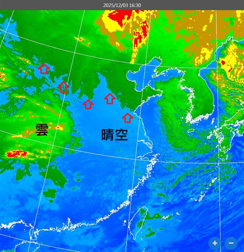 太陽下山後，0度線南移。（圖／翻攝自鄭明典臉書）