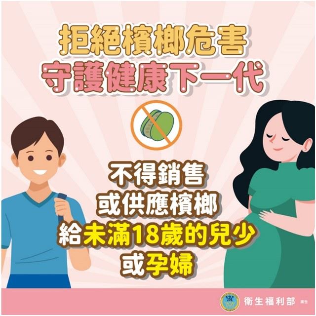 拒絕檳榔危害，守護兒少健康。（圖／衛福部提供）