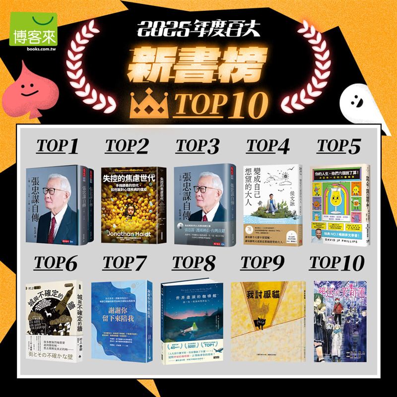 2025年度百大TOP10新書榜。（圖／品牌業者提供）