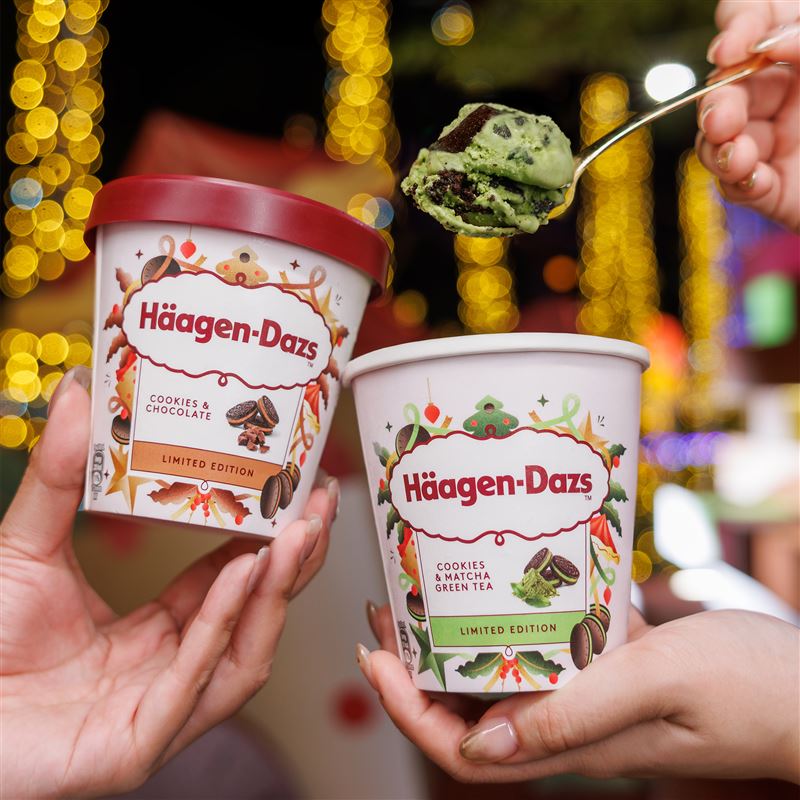 H&auml;agen-Dazs冬季限定「抹茶巧酥冰淇淋」、「可可巧酥冰淇淋」。(圖／哈根達斯提供）