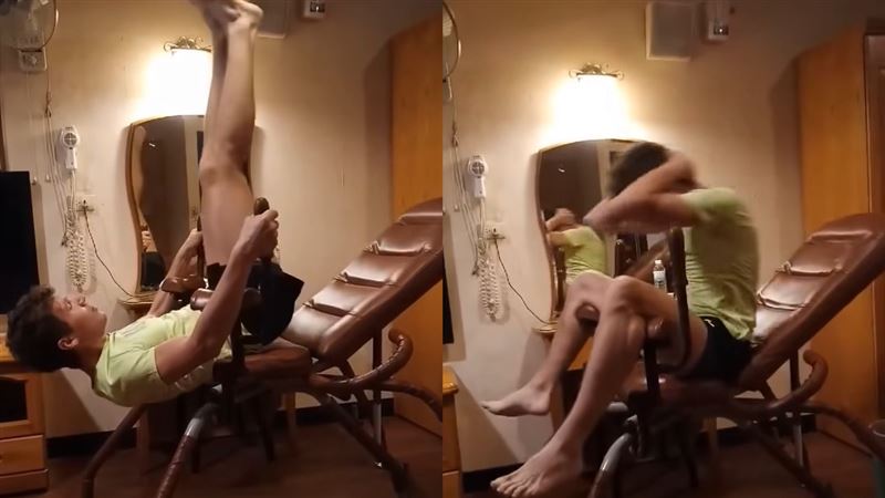 法網紅住摩鐵忍不住八爪椅健身！網友笑翻