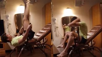 法網紅住摩鐵忍不住八爪椅健身！網友笑翻