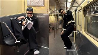 GD在地鐵布景拍照。（圖／翻攝自IG）