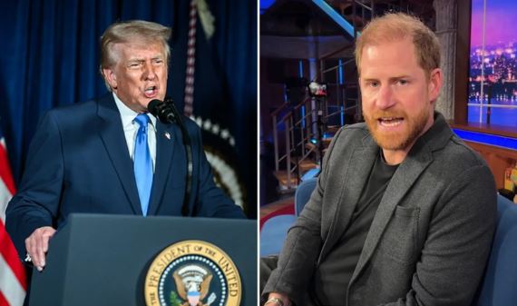 哈利王子在脫口秀上嘲諷川普。（圖／翻攝The Late Show IG）