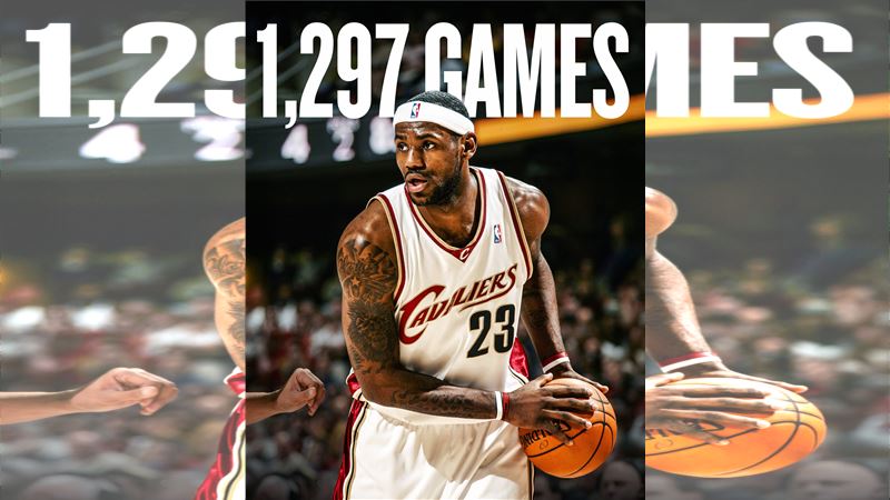 詹姆斯（LeBron James）連續1297場得分超過雙位數紀錄中斷。（圖／翻攝自NBA X）