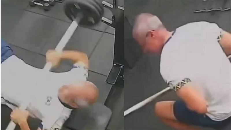 巴西一名55歲博物館館長蒙特內格羅到健身房運動，臥推時疑似手沒拿好槓鈴砸胸，起身沒幾秒就倒地，送醫搶救仍被宣告不治。（圖／翻攝自Instagram／francnews）