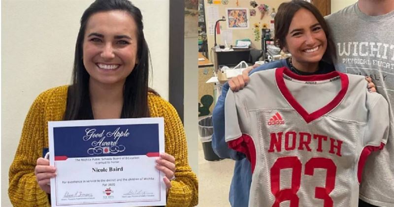 美國堪薩斯州有一名已婚女教師赫南德茲（Nicole Hernandez，又名Nikki Baird），被發現與17歲男學生發生性關係，如今面臨4項重罪待審訊。（圖／翻攝自臉書／Mayberry Cultural and Fine Arts Magnet Middle School、翻攝自臉書／Wichita North High School Football）