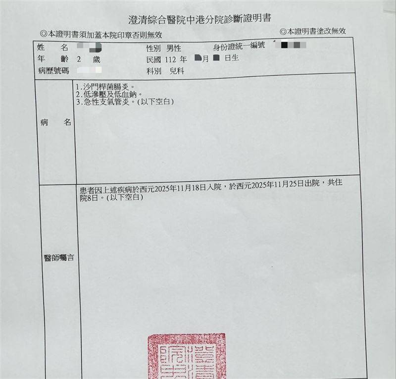 民眾PO出兒子的診斷說明書。（圖／翻攝自Threads）