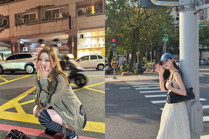 QWER成員Magenta(左)、KISS OF LIFE(右)成員HANEUL街頭路邊拍「台灣感性」(圖/翻攝自IG)