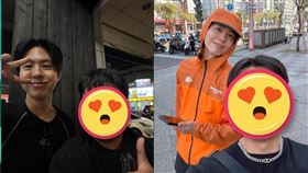  今天一早又有民眾巧遇朴寶劍在路邊晨跑，兩人同樣開心自拍。（圖／網友kaz._.eddie授權提供）