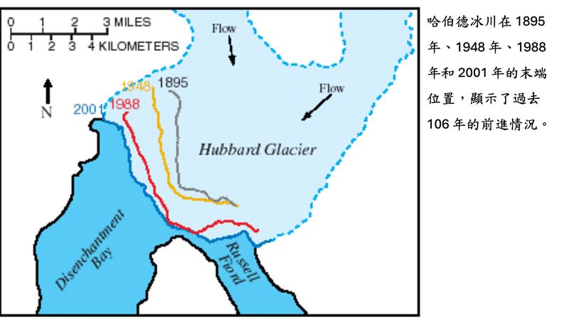 哈伯德冰川是少數未因全球暖化而消退、仍持續向前推進的冰川之一。(圖/郭鎧紋提供)