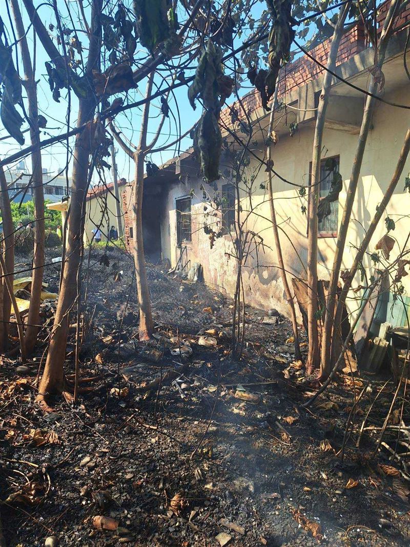 民宅周邊遍植綠樹植栽被火勢燒毀。(圖/翻攝畫面)