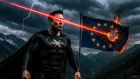 新聞幕後／遭重罰43億！馬斯克加倍奉還了　1招反教歐盟怎麼做人（圖／AI生成）