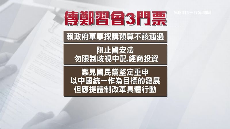 中共提出三張門票