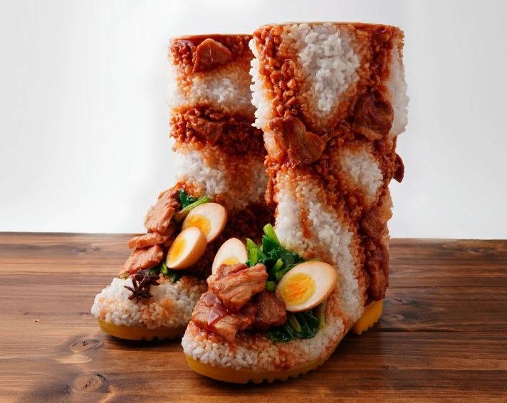 日本埼玉縣所澤市今年推出的「故鄉納稅」禮品,是滷肉飯靴子。(圖/翻攝自日本樂天市場官網)