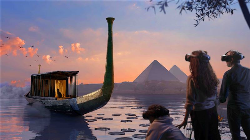 觀眾將近距離了解金字塔的內部構造和歷史脈絡，探索此前從未向公眾開放的區域。（圖／宏達電提供）