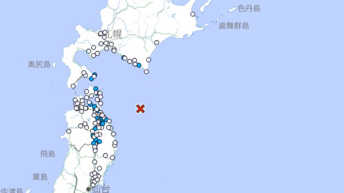 日本青森縣外海又發生規模5.1地震。(圖/翻攝自日本氣象廳)