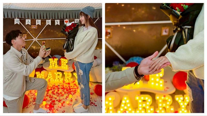 樂天桃猿外野手陳晨威求婚PS女孩Julia（圖／翻攝自陳晨威IG）