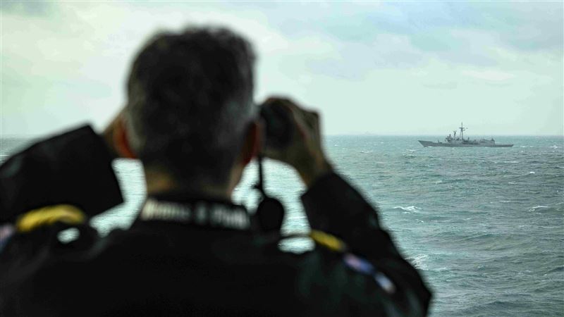 台軍艦與紐西蘭軍艦「同框」。（圖／翻攝自NZ Defence Force臉書）