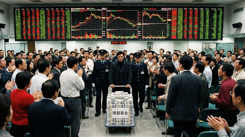 台股規模暴增至97兆，舊有護盤額度不夠用了！國安基金今（9）日提交報告，支持將基金規模從5000億翻倍至1兆元，創下25年來首度調整。財政部強調，為應對外資高波動風險，需擴充銀彈，規劃向公股銀行借款上限調高至7000億，並維持四大基金借用上限3000億，確保不動用勞工與公務員的退休金，全力強化市場穩定機制。（AI製圖）