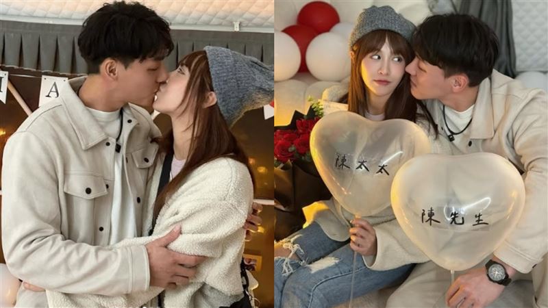 陳晨威在社群公開求婚啾啾現場照，證實兩人升格準夫妻，讓許多粉絲紛紛獻上祝福。（圖／翻攝自陳晨威IG）