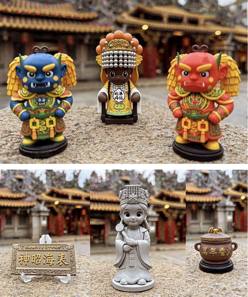 六款公仔於在地信仰元素與現代設計的結合上，兼具收藏價值與日常實用性。（圖／北港朝天宮提供）