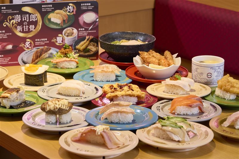 台灣壽司郎以《壽司郎の新甘覺》為題更新菜單,將常態商品更新至185道。(圖/台灣壽司郎提供)