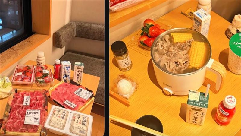 台灣正妹日本飯店房間煮和牛 台日網炸鍋