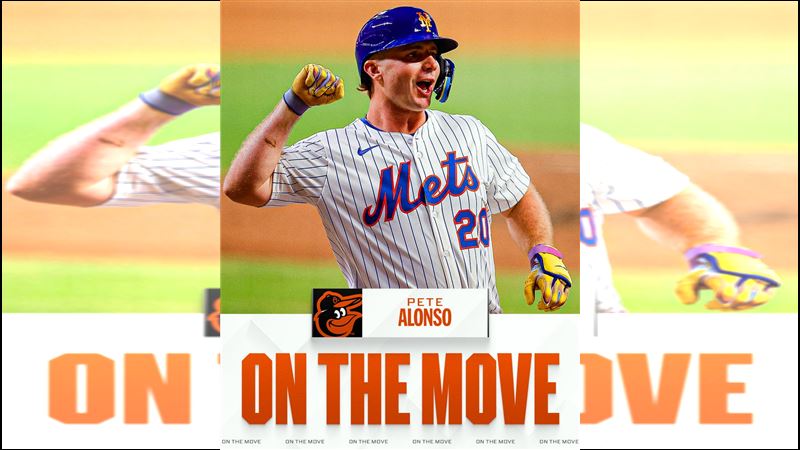 重砲阿隆索（Pete Alonso）轉戰金鶯。（圖／翻攝自MLB X）