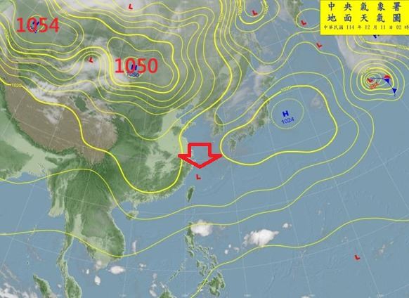 陸地上冷高壓有兩個中心，就是即將影響台灣冷空氣來源的天氣系統。（圖／翻攝自鄭明典臉書）