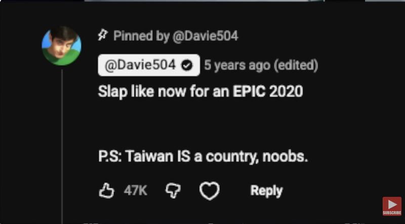 比亞萊被業配廠商要求刪除「台灣是個國家」的言論。(圖/翻攝自Davie504 YouTube)