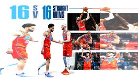 雷霆16連勝，本季前25場比賽僅吞1敗。（圖／翻攝自雷霆推特）