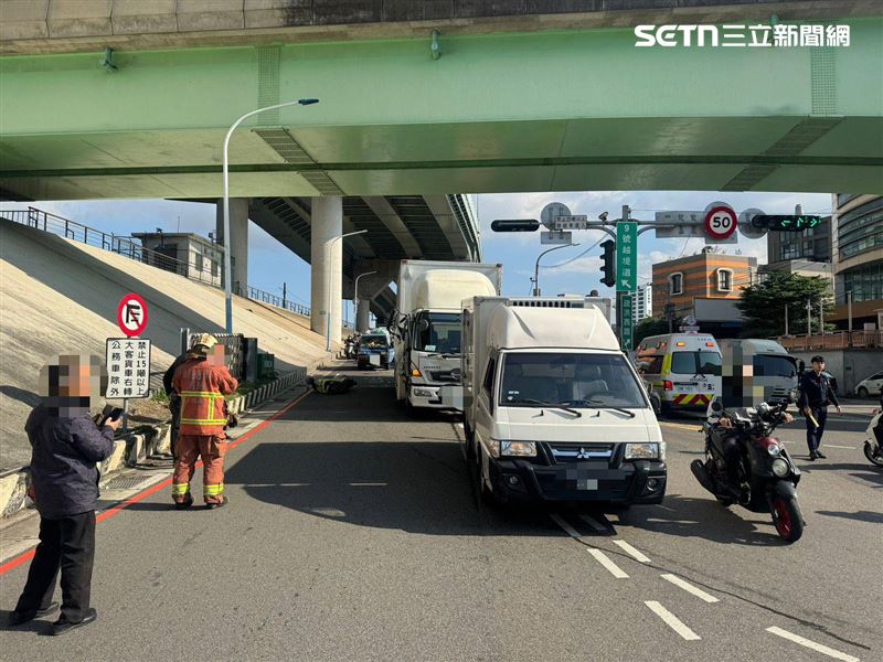 呂男駕駛大貨車疑身體不適,釀追撞車禍4人受傷送醫。(圖/翻攝畫面)