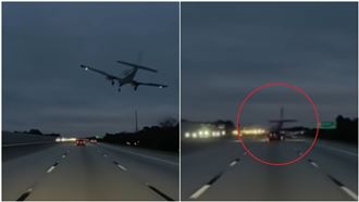 飛機引擎故障急墜　高速公路俯衝撞轎車