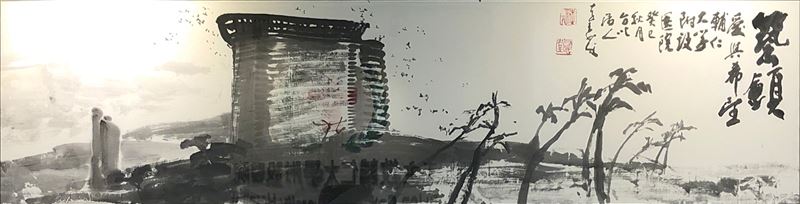 前輔大校長江漢聲死裡逃生曝心聲，為祂創立「被天主祝福的醫院」。守護馬太福音聖經25：40 《弱者的守護》：凡你們對我這些最小兄弟中的一個所做的，就是對我做的。圖為水墨大師 李奇茂募款義賣畫作。（圖／金塊文化提供）