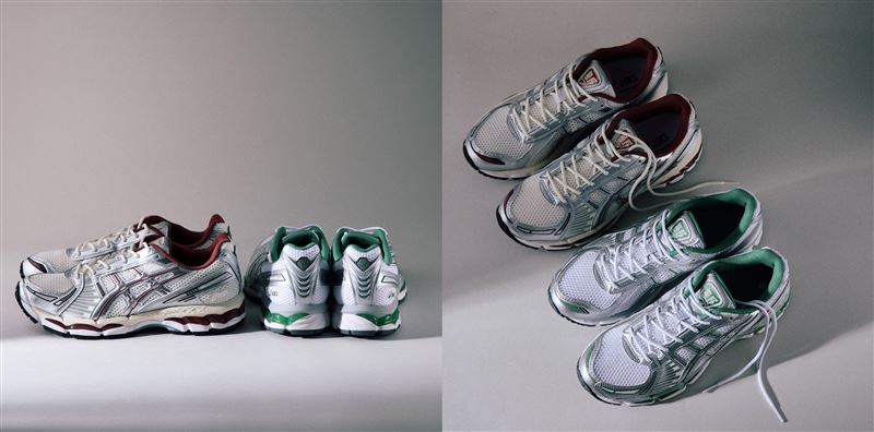GEL-KAYANO 12.1承襲復古鞋款基因,以標誌性金屬銀鞋面搭配紅、綠配色點綴。(圖/品牌業者提供)