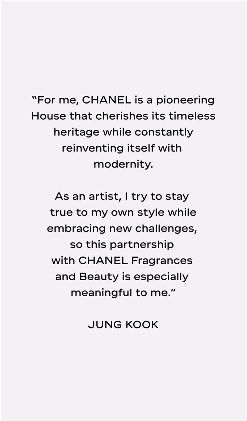 柾國分享成為香奈兒大使的心情。(圖/翻攝自IG @chanelofficial)